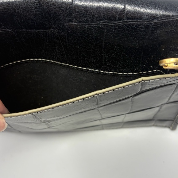 Staud Black Croc Embossed Holly Convertible Shoulder Bag - Picture 9 of 14